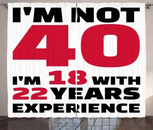 Штора в деревенском стиле ABAKUHAUS к 40-летию, цитата Почувствуй восемнадцать, штора для спальни со сборками, петлями и крючками, 280 x 225 см, белый, черный и розовый Abakuhaus