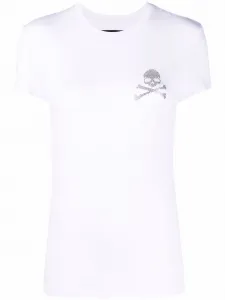 Футболка с декором Skull из стразов Philipp Plein, белый
