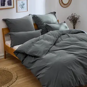 Комплект постельного белья Blumtal 155x220 см, антрацитовый - 100% хлопок - 1 пододеяльник + 1 наволочка 40x80 см