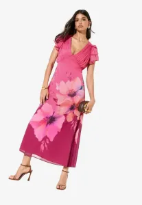 Платье-Миди дневное, укороченное, с оборками на рукавах и v-образным вырезом Friends Like These, Pink