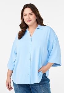 Блуза Zizzi Button-down blouse, Open Air/Light Blue