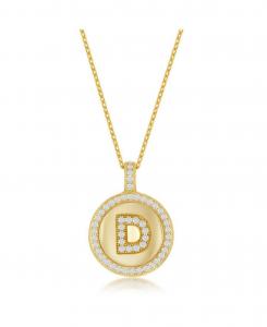 Колье из стерлингового серебра с золотым покрытием и микропаве из циркония в форме круга с инициалами Simona, Gold d