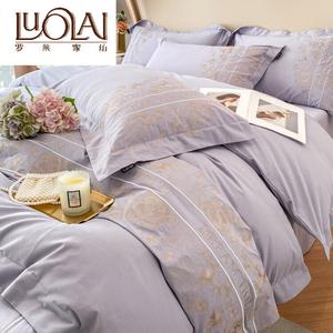 LUOLAI HOME Комплект постельного белья 4 предмета, простыня, 220x240 см, цвет голубика