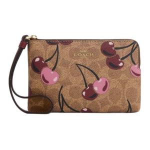 COACH Клатч из искусственной кожи маленький женский brown yellow