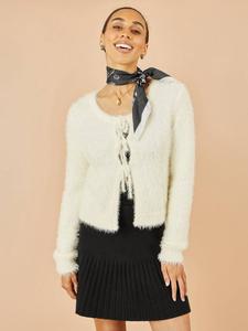 Кардиган-болеро с запахом и кружевной отделкой Yumi, Ivory