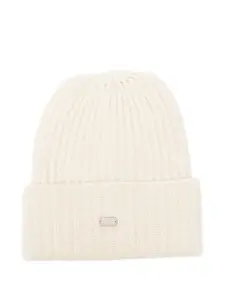Шапка бини в рубчик с логотипом Agnona, нейтральный