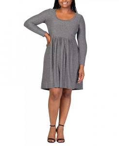 Платье больших размеров с длинными рукавами и длиной до колена 24seven Comfort Apparel, серый