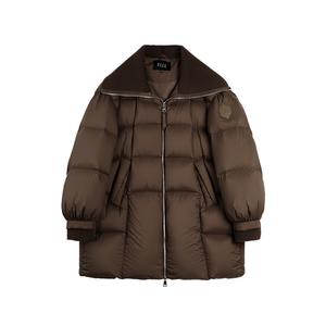 ELLE Пуховик женский Coffee с лацканом утепленный