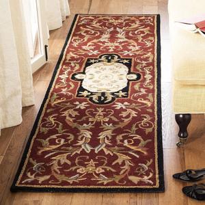 Ковер-дорожка SAFAVIEH, 69 x 305 см, Classic Collection, Red & Black, ручной работы традиционный восточный из шерсти, идеален для помещений с высокой проходимостью в гостиной, спальне (CL220C)