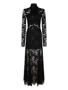 Кружевное платье макси с длинными рукавами Rabanne, черный