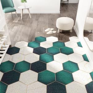 Dajiang Ковер 120х150 см из ПВХ, для прихожей, с петлевым ворсом, темно-зеленый с золотым