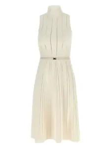 Платье из плиссированной ткани с полосками Elisabetta Franchi, нейтральный