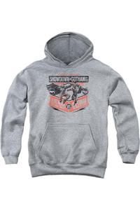 Батмен против Супермена: Битва в Готеме, молодежная толстовка с капюшоном Gildan, Athletic Heather