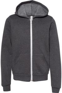BELLA + CANVAS Молодежная флисовая толстовка с полной застежкой-молнией, темно-серый