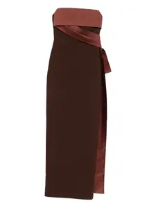 Макси-платье без бретелек с завязкой Roland Mouret, коричневый