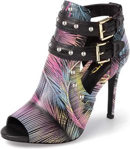 Женские шикарные ботильоны XYD с открытым носком, высокие каблуки, застежка на пряжку, двойные ремешки, вырезы, модная обувь для вечеринок, Conifer