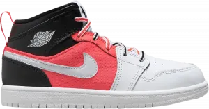 Кроссовки Air Jordan 1 Mid SE PS 'White Infrared', черный