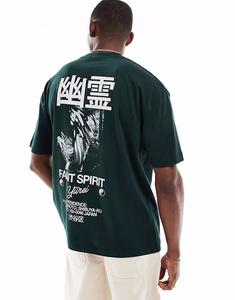 Футболка ASOS DESIGN свободного кроя с сувенирной графикой темно-зеленого цвета