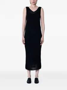 Платье миди с V-образным вырезом MAX MARA, черный