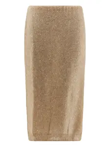 Миди-юбка, украшенная пайетками Nude, бежевый