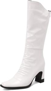 Женские ботильоны на щиколотку с модными широкими каблуками и квадратным носком Klarmar, White 3