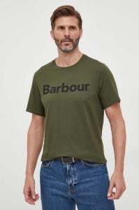 Хлопковая футболка Barbour, зеленый