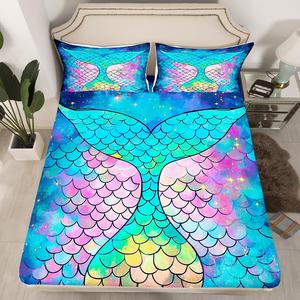 Erosebridal Комплект постельного белья Kawaii Mermaid с морской тематикой и принтом русалки в технике тай-дай, Mermaid 19