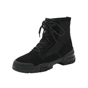 QINGZHUHU Мартин Бутс женские, черные, без подкладки, цвет Black, Unlined