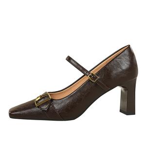 Туфли Мэри Джейн на массивном каблуке для женщин QITUMAUL, Black[Heel Height 7Cm]