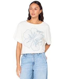Укороченная хлопковая футболка с цветочным принтом для подростков Roxy, Egret
