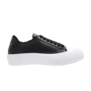 Кроссовки Alexander McQueen Wmns Deck Lace-Up Plimsoll 'Black White Shearling', черный
