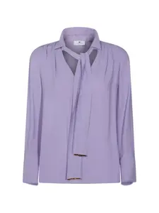 Блузка с длинными рукавами и завязкой Elisabetta Franchi, фиолетовый