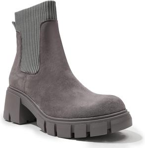 Женские ботильоны на платформе с рельефной подошвой, классические с эластичной вставкой, массивной комфортной подошвой, ботинки Челси, противоскользящие, в стиле милитари DESESE, Grey