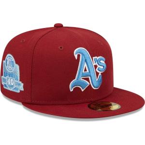 Мужская кепка New Era Cardinal Oakland Athletics 40th Anniversary Air Force Blue Undervisor 59FIFTY
