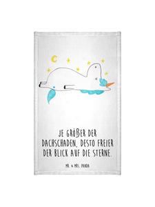 Mr. & Mrs. Panda Белое полотенце с изображением единорога и звездного неба, с надписью