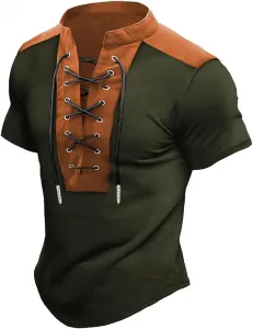 Мужская винтажная рубашка с кружевной шнуровкой