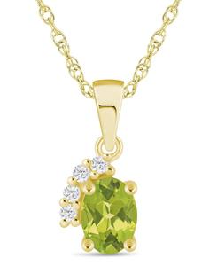 Подвеска-колье с драгоценными камнями и бриллиантами (общий вес 1/20 карата) из белого золота 10 карат (также доступно в желтом золоте 10 карат) Macy's, Peridot White Gold