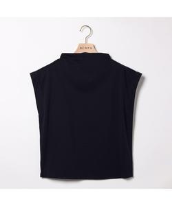 Топ с высоким воротником из хлопка и льна