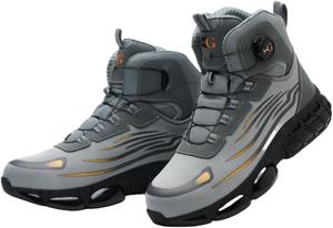 Мужские защитные ботинки - стальная носочная часть против раздавливания, промежуточная подошва против прокалывания, TPU подошва с противоскользящим эффектом, модная светоотражающая полоска, комфортные и мягкие ботинки Generic, серый