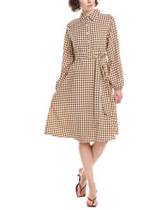 Платье миди с завязками на талии от Maison Maar, коричневый