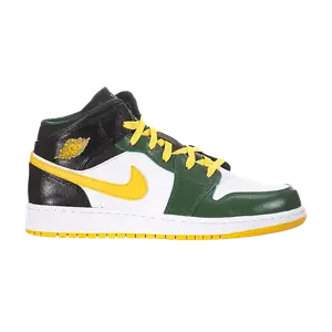 Кроссовки Air Jordan 1 Mid GS 'Gorge Green Gold', зеленый