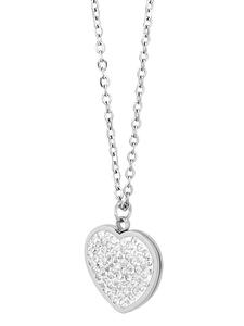 Adeliás Женское колье - цепочка-якорь из нержавеющей стали с кубическим цирконием, 42 см, серебро