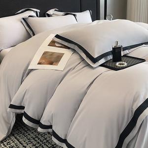 FUANNA Комплект постельного белья 1.5м, 4 предмета: пододеяльник 200x230см, простыня, 2 наволочки, утолщенный 100% хлопок, без ворса, цвет Jesse - Gentleman Gray