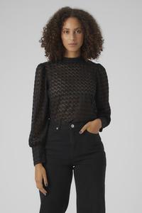 Прозрачная кружевная блузка с высоким воротом Vero Moda, черный