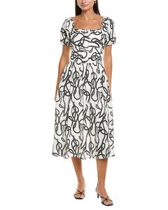 Платье миди из льняной смеси Maison Maar, белый