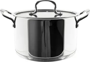 Кастрюля из высококачественной нержавеющей стали с металлической ручкой и стеклянной крышкой серебристого цвета, 24 см Almina