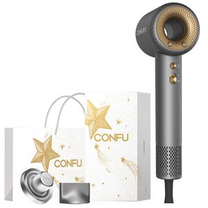 Фен 1900W бытовой высокоскоростной мощный обдув плазменный уход за волосами KF-F9 CONFU, F9 Star серый"Sparkling Galaxy" Box