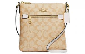 COACH Рюкзак из прорезиненной ткани с гладкой кожей