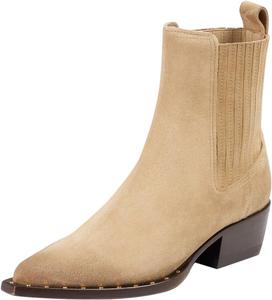 Женские ботильоны FSJ с заостренным носком, массивным невысоким каблуком, эластичные челси с золотыми заклепками, винтажная замшевая обувь, размеры 4-16 US, Brown