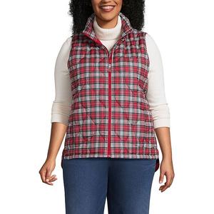 Утепленная жилетка Plus size с принтом Lands' End, Rich Red Plaid